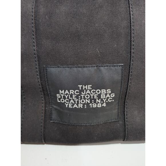 Marc Jacobs Black Gray Canvas Medium The Tote Bag with Dust Bag - Picture 9 of 16